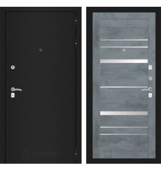 Входная дверь CLASSIC шагрень черная 20 - Бетон темный, зеркальные вставки