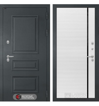 Входная дверь Атлантик 22 - Белый софт, черная вставка