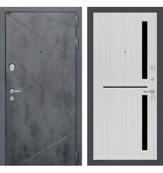 Входная дверь LOFT 02 - Сандал белый, стекло черное