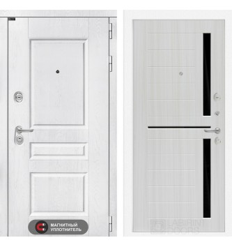 Входная дверь VERSAL 02 - Сандал белый, стекло черное