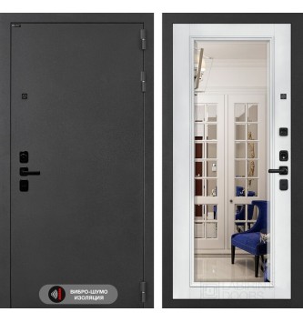 Входная дверь ACUSTIC с Зеркалом Фацет - Белый софт