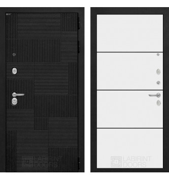 Входная дверь PAZL 25 - Белый софт, черный молдинг