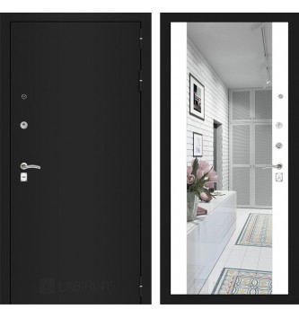 Входная дверь CLASSIC шагрень черная с Зеркалом Максимум - Белый софт