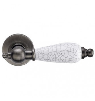 Ручка Archie на круглой розетке REDONDO BL. SILVER черненое серебро/керамика, кракелюр 