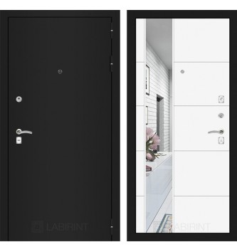 Входная дверь CLASSIC шагрень черная с Зеркалом 19 - Белый софт