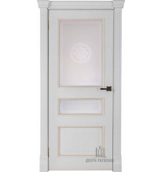 Дверь межкомнатная Гранд 2 Версаче светлое (широкий фигурный багет) Дуб Patina Bianco