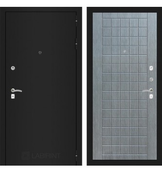 Входная дверь CLASSIC шагрень черная 09 - Лен сильвер грей