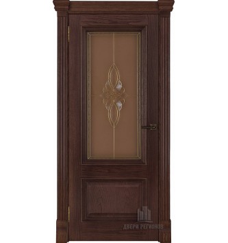 Дверь межкомнатная Корсика витраж Кармен (широкий фигурный багет) Дуб Brandy