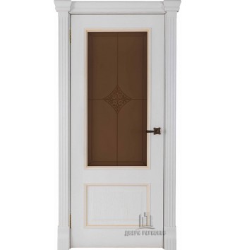 Дверь межкомнатная Гранд 1 Ромб Бронза (широкий фигурный багет) Дуб Patina Bianco